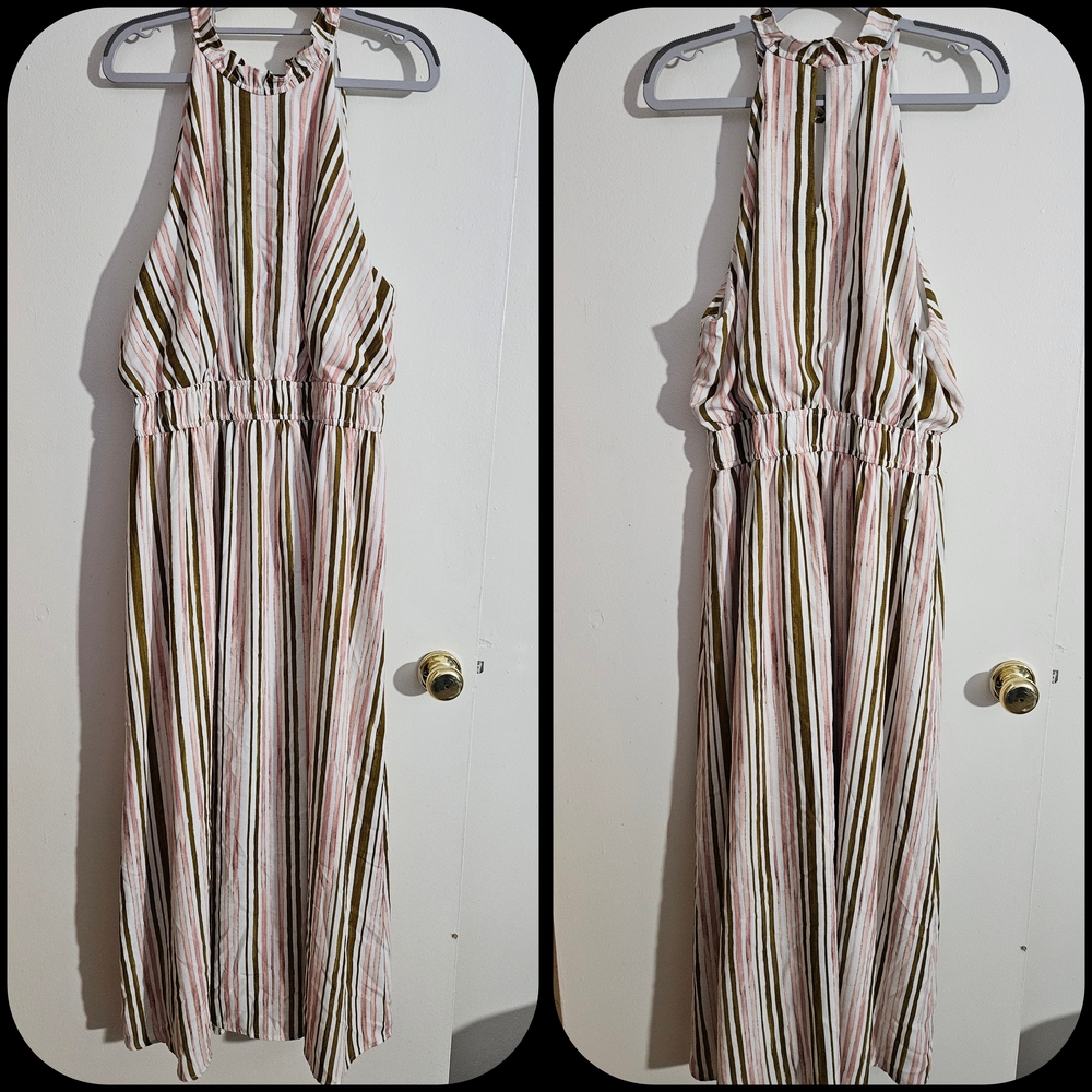 SIZE XL Nine West Striped Maxi Dress - Multicolor Lined